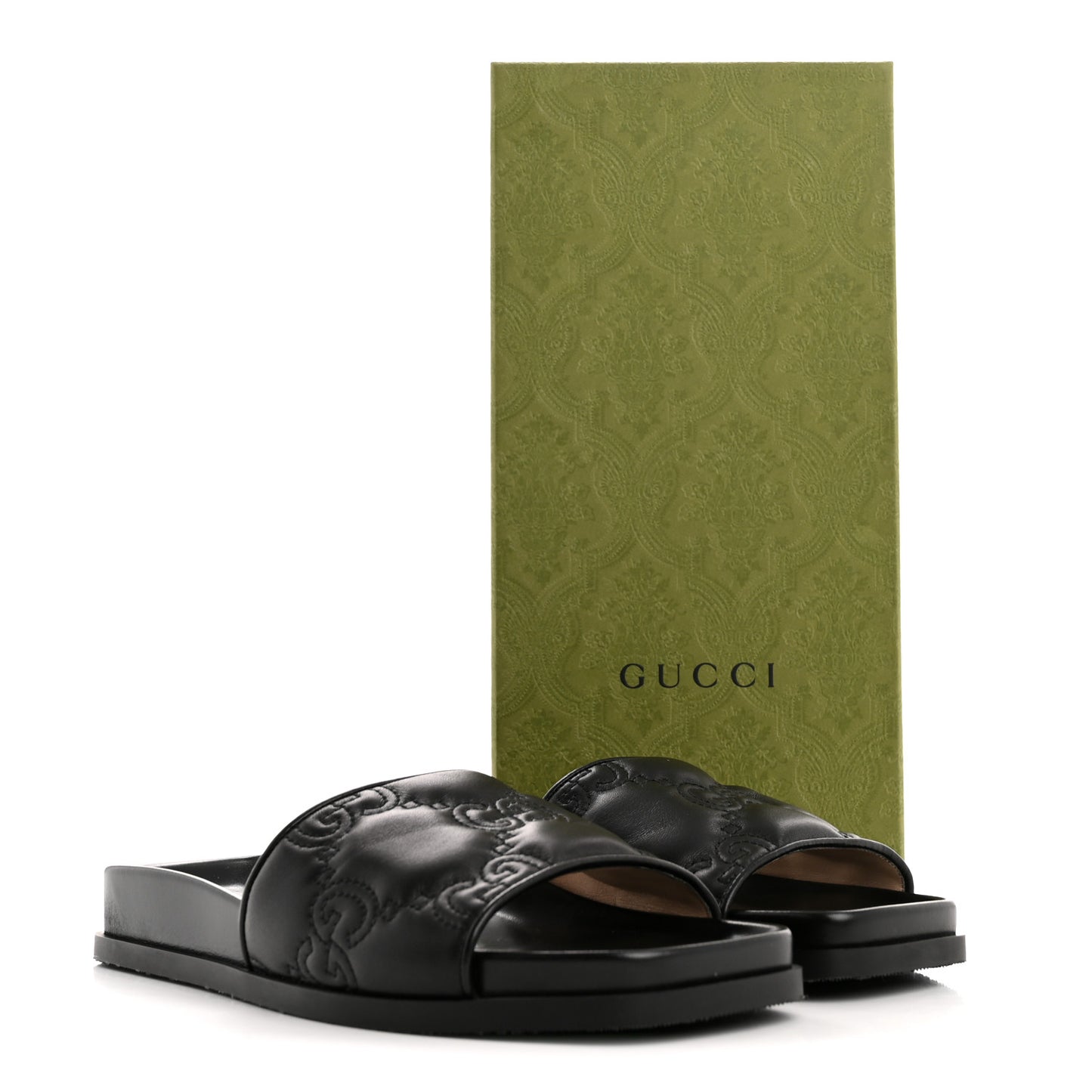 Nappa GG Matelasse Flat Slide Sandals 37.5 Black