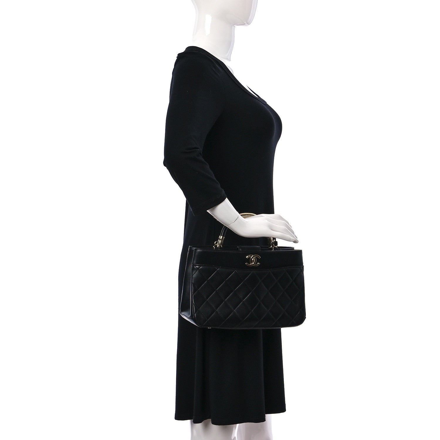 Chanel Lambskin Carry Chic Shopping Tote Black 3 of 25