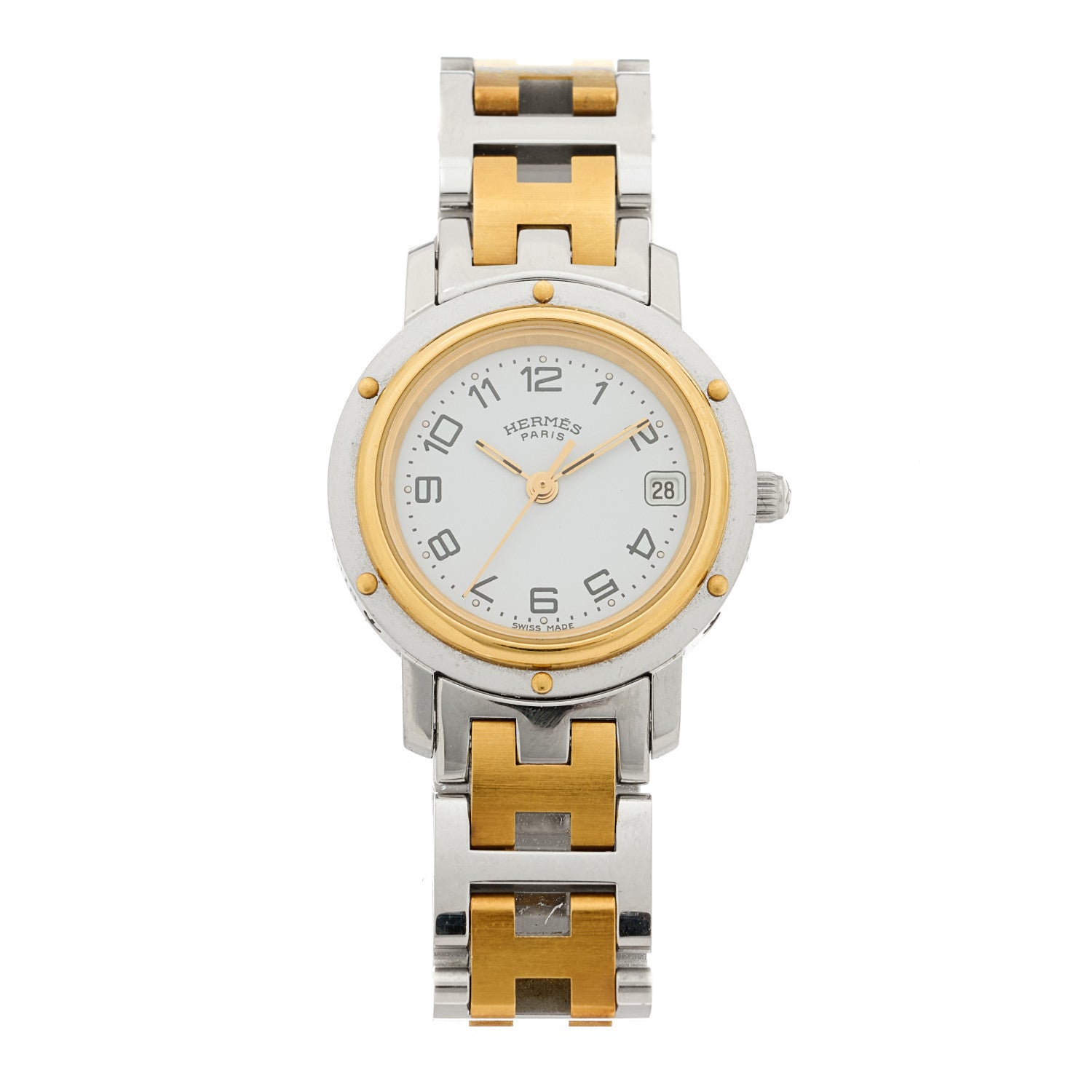 Hermes Stainless Steel 24mm Clipper Quartz Watch Gold 1 of 4