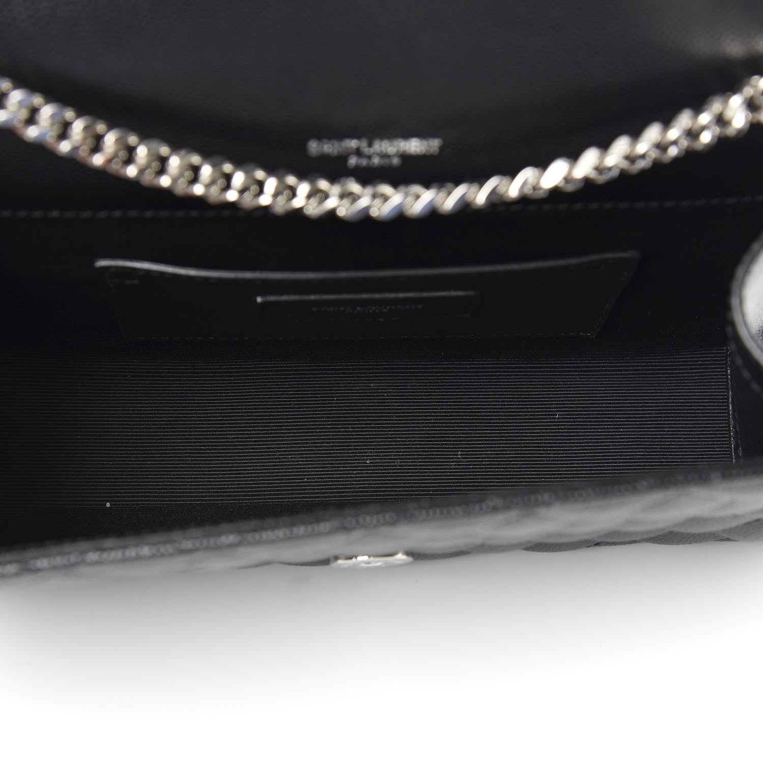 Saint Laurent Grain De Poudre Textured Mixed Matelasse Triquilt Small Monogram Satchel Black 5 of 8