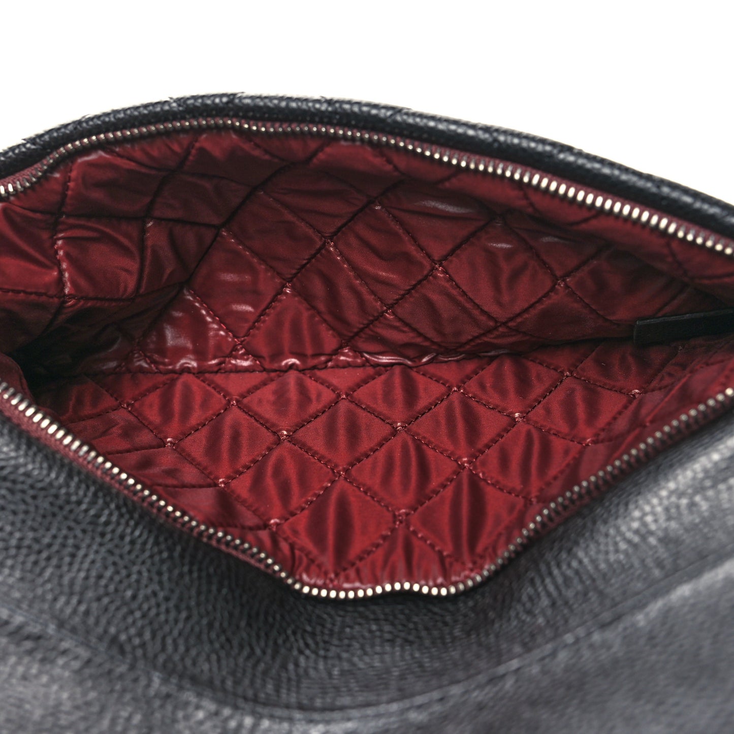 Caviar Quilted CC Beauty Clutch Black