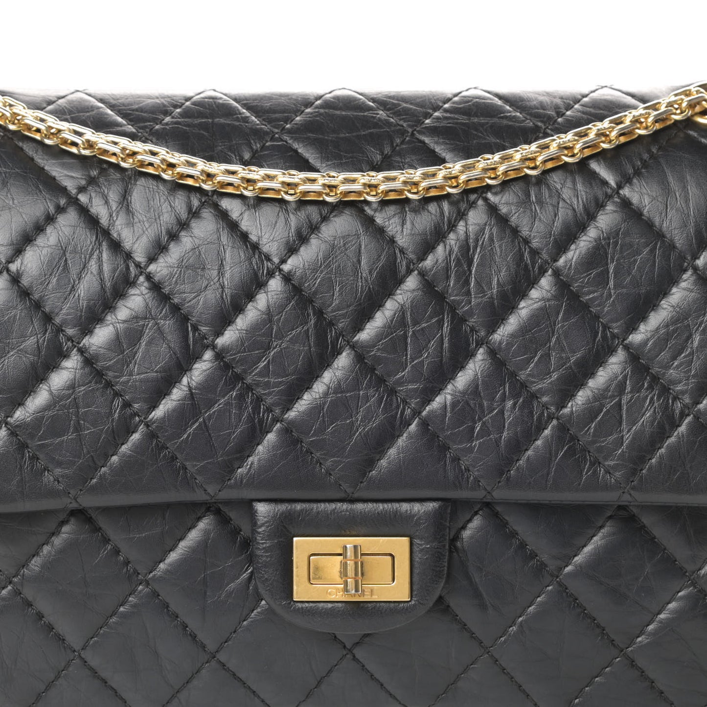 Aged Calfskin Quilted 2.55 Reissue 226 Flap Black