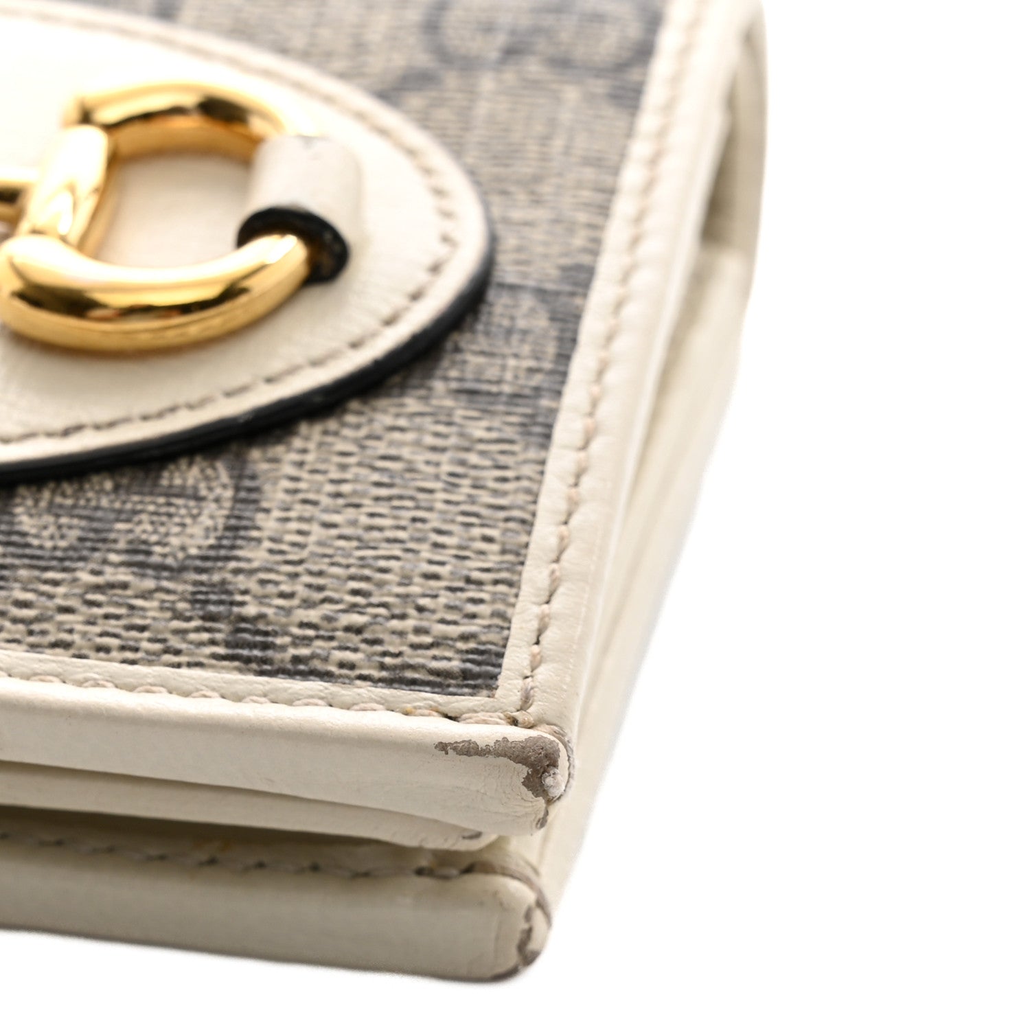 Gucci GG Supreme Monogram Azalea Calfskin Horsebit 1955 Card Case Wallet Beige Ebony Mystic White 10 of 14