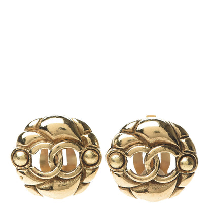 Chanel CC Button Clip On Earrings Gold 1 of 5
