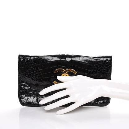 Chanel Crocodile Clutch Black 2 of 8