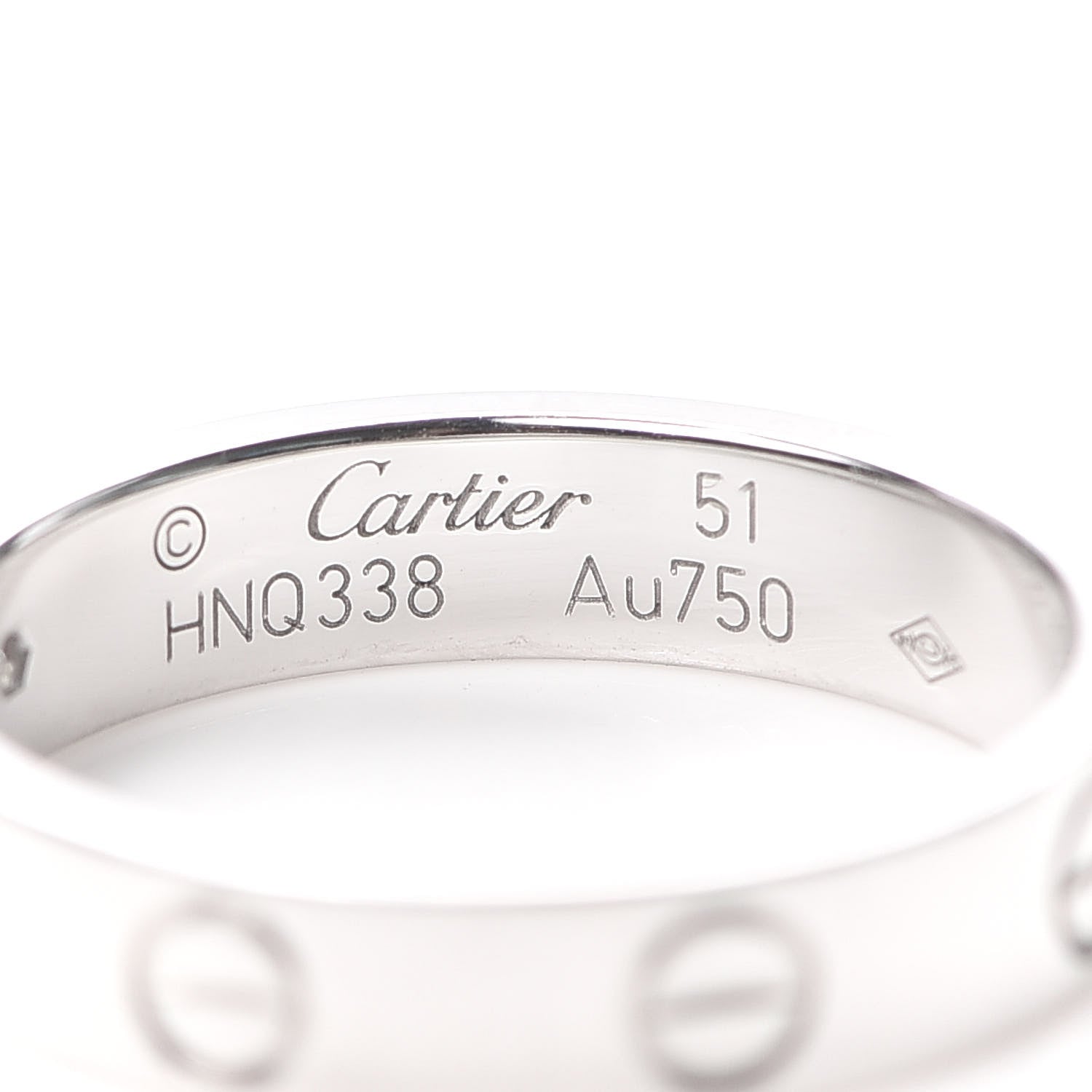 Cartier 18K White Gold Diamond 4mm LOVE Wedding Band Ring 51 5.75 4 of 5