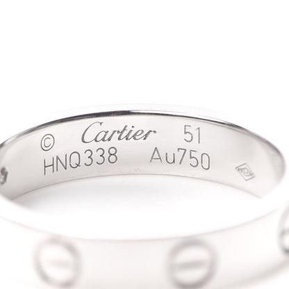 Cartier 18K White Gold Diamond 4mm LOVE Wedding Band Ring 51 5.75 4 of 5