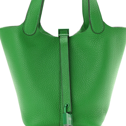 Hermes Taurillon Clemence Monochrome Picotin Lock 18 PM Bambou 8 of 11