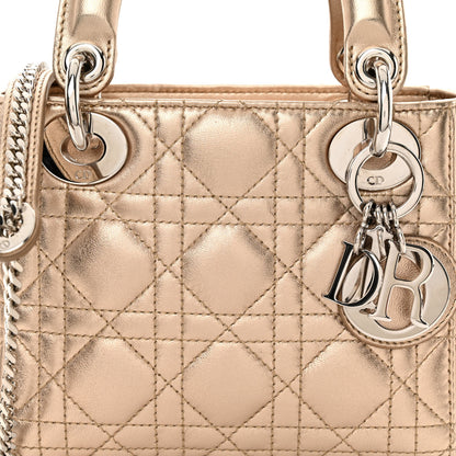 Christian Dior Metallic Lambskin Cannage Mini Lady Dior Gold 7 of 10