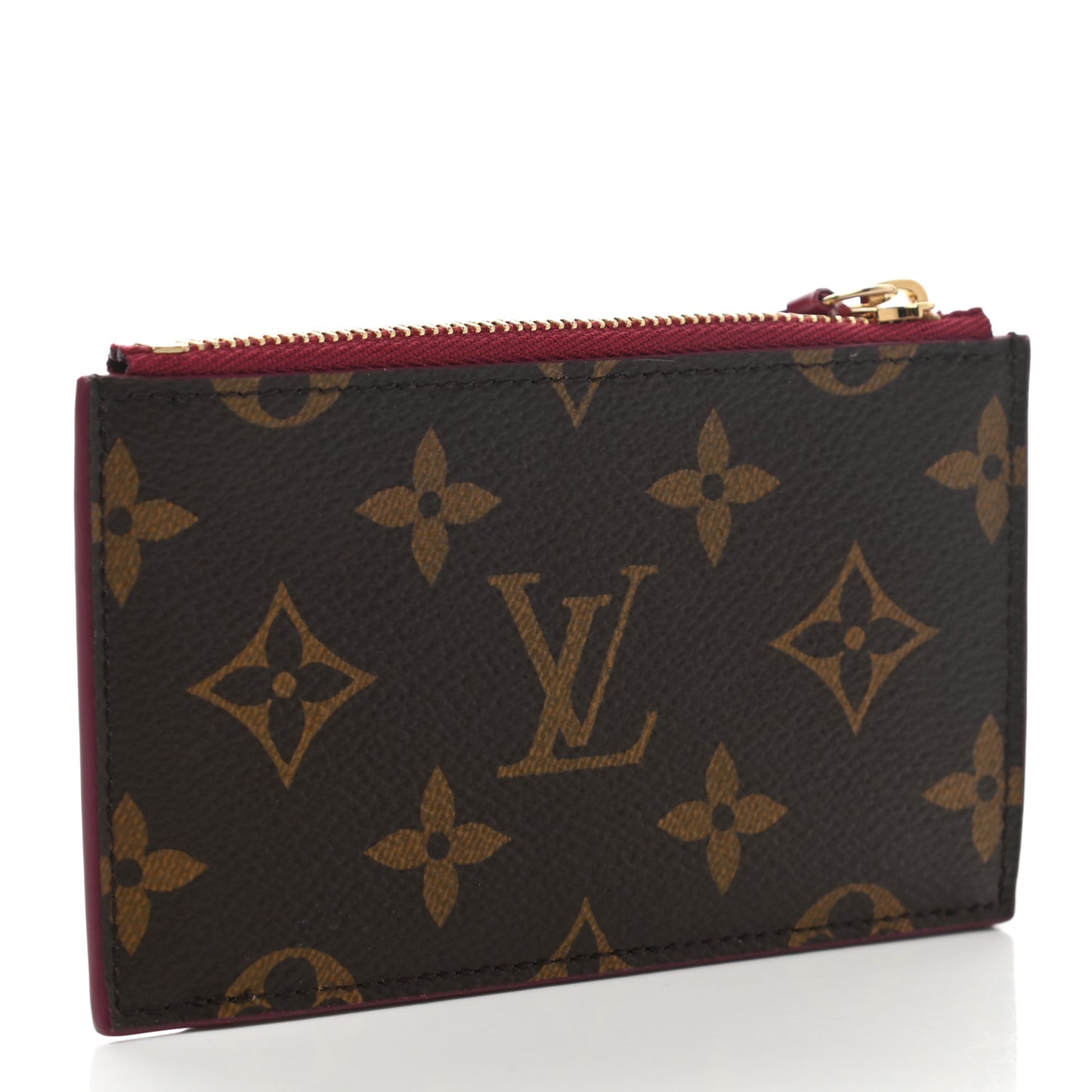 Monogram Zipped Card Holder Fuchsia