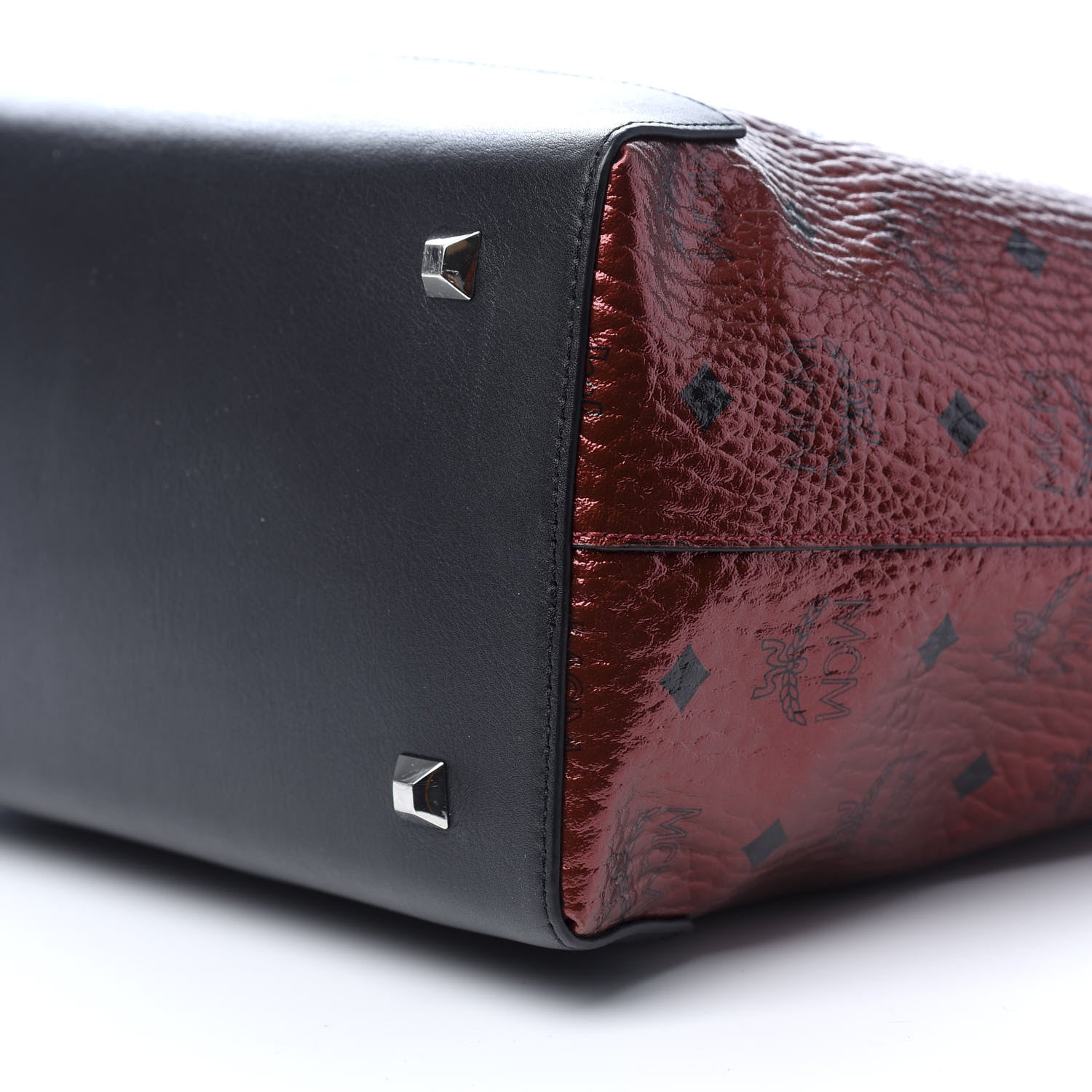 MCM Metallic Visetos Spot Medium Hobo Bag Scooter Red 7 of 8