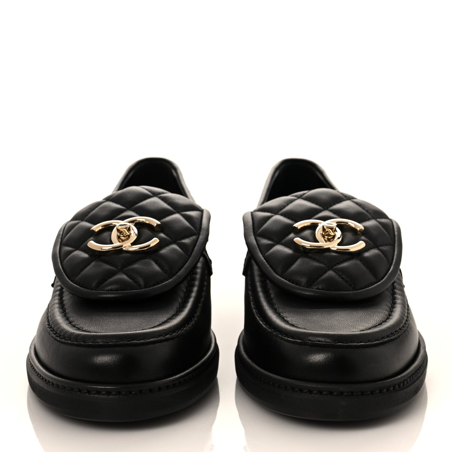 Lambskin Quilted CC Turnlock Loafers 38 Black