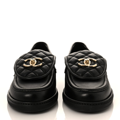 Chanel Lambskin Quilted CC Turnlock Loafers 38 Black 2 of 8