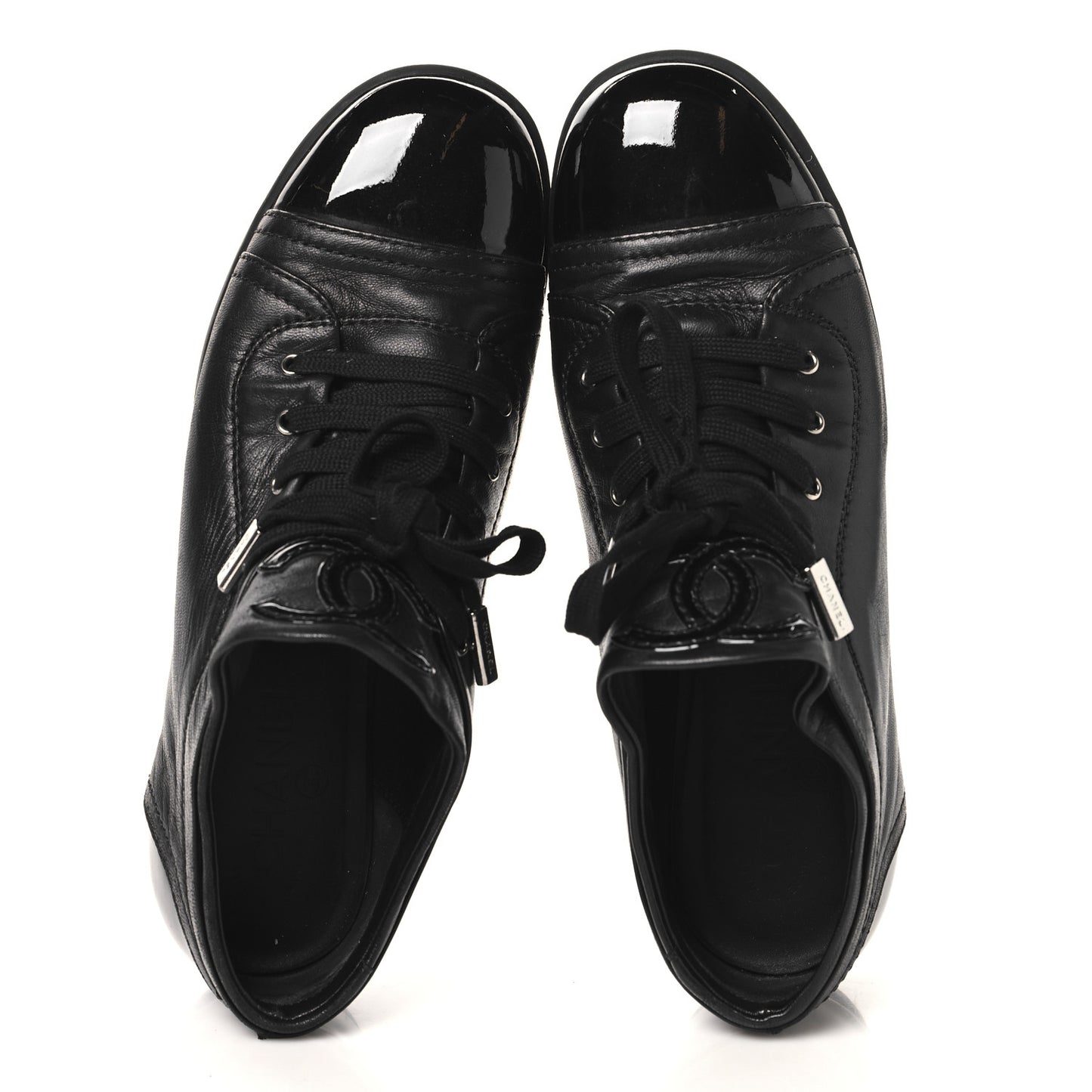 Lambskin Patent Cap Toe CC Sneakers 39.5 Black