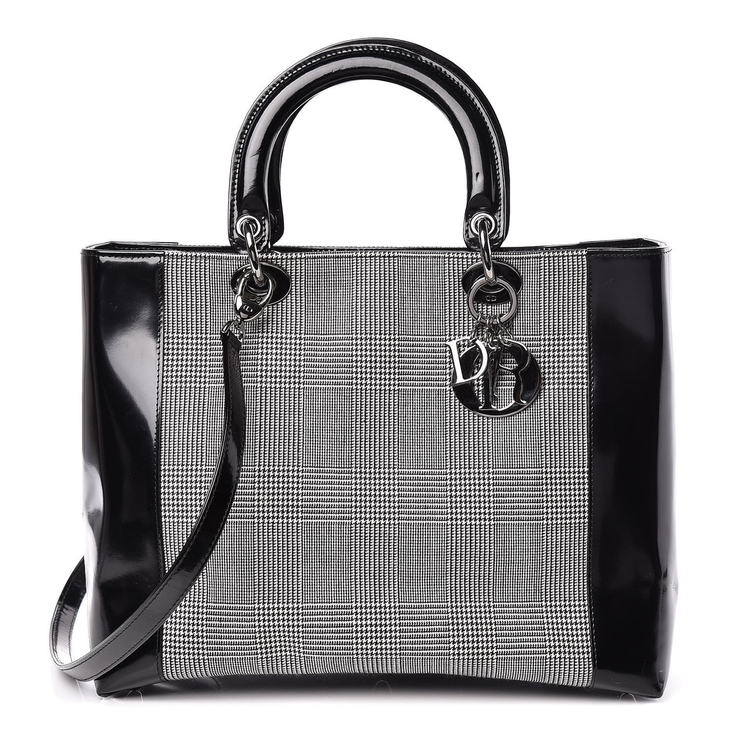 Patent Canvas Large Lady Dior Black