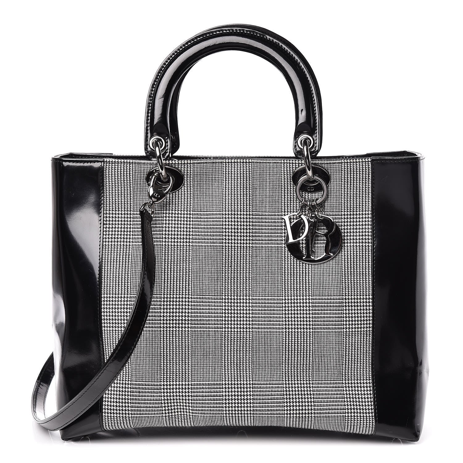 Christian Dior Patent Canvas Large Lady Dior Black 1 of 18