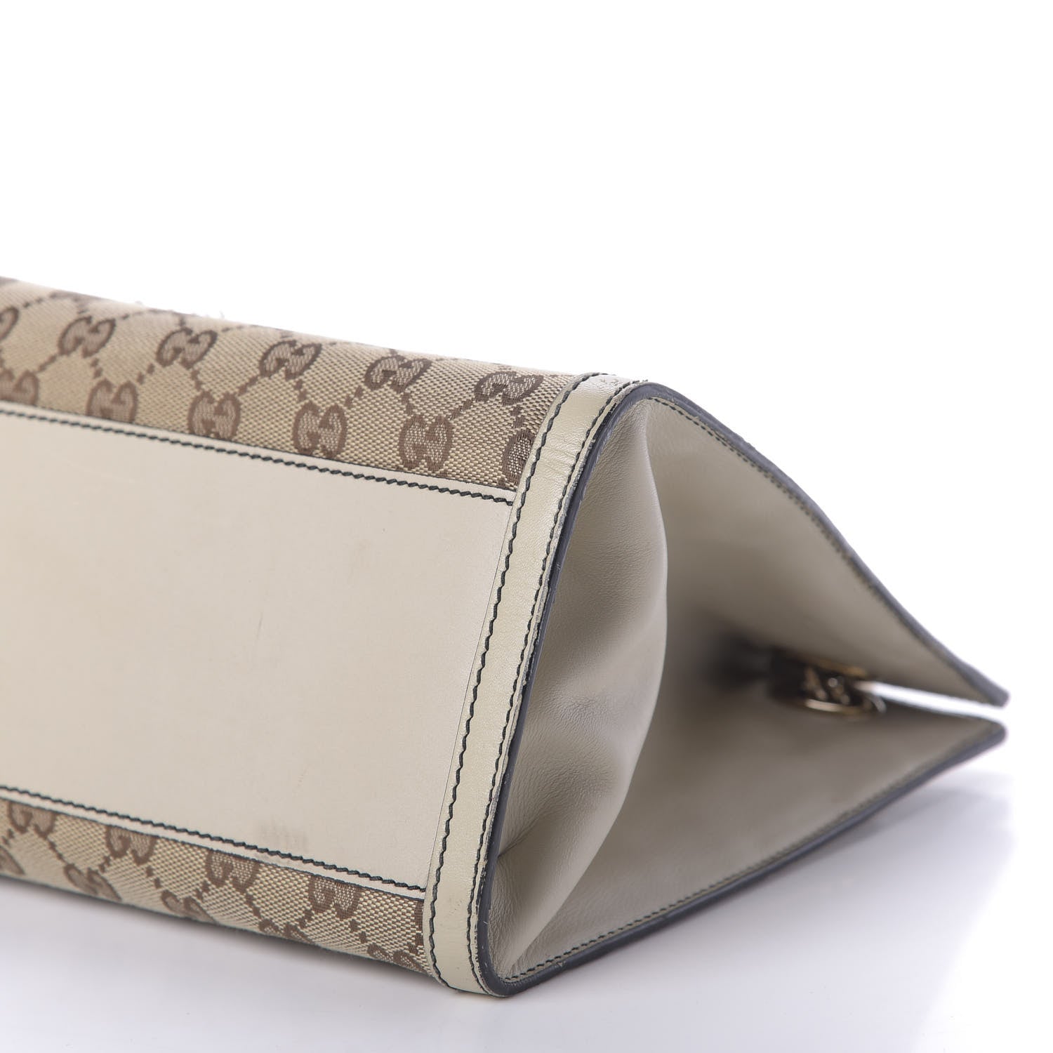 Gucci Monogram Margaux Calfskin Large Emily Chain Shoulder Bag Beige Ebony Mystic White 7 of 9