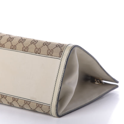 Gucci Monogram Margaux Calfskin Large Emily Chain Shoulder Bag Beige Ebony Mystic White 7 of 9