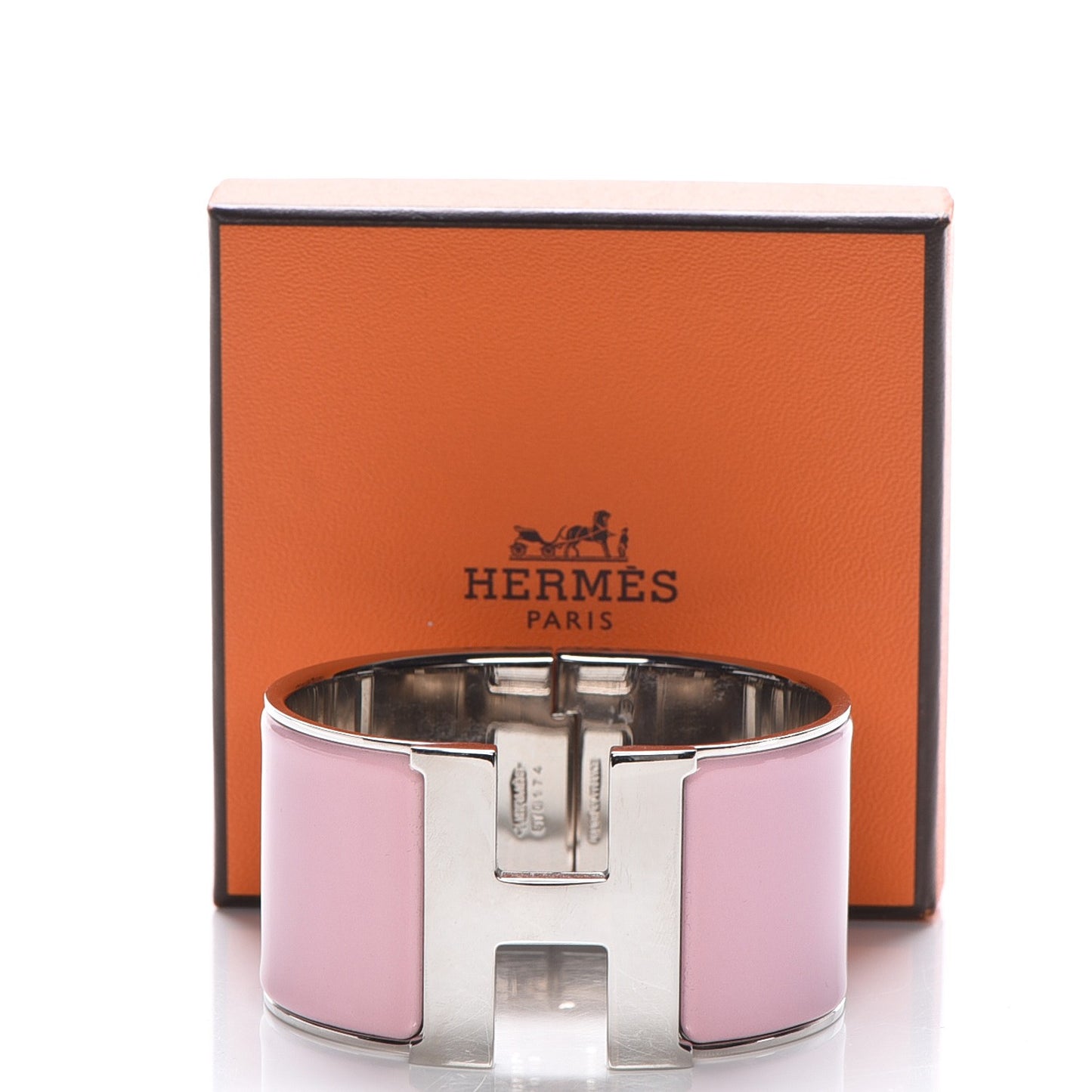 Enamel Extra Wide Clic Clac H Bracelet GM Rose Nacarat