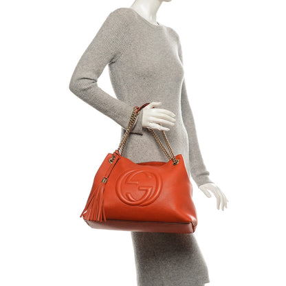 Gucci Pebbled Calfskin Medium Soho Chain Shoulder Bag Sun Orange 2 of 7