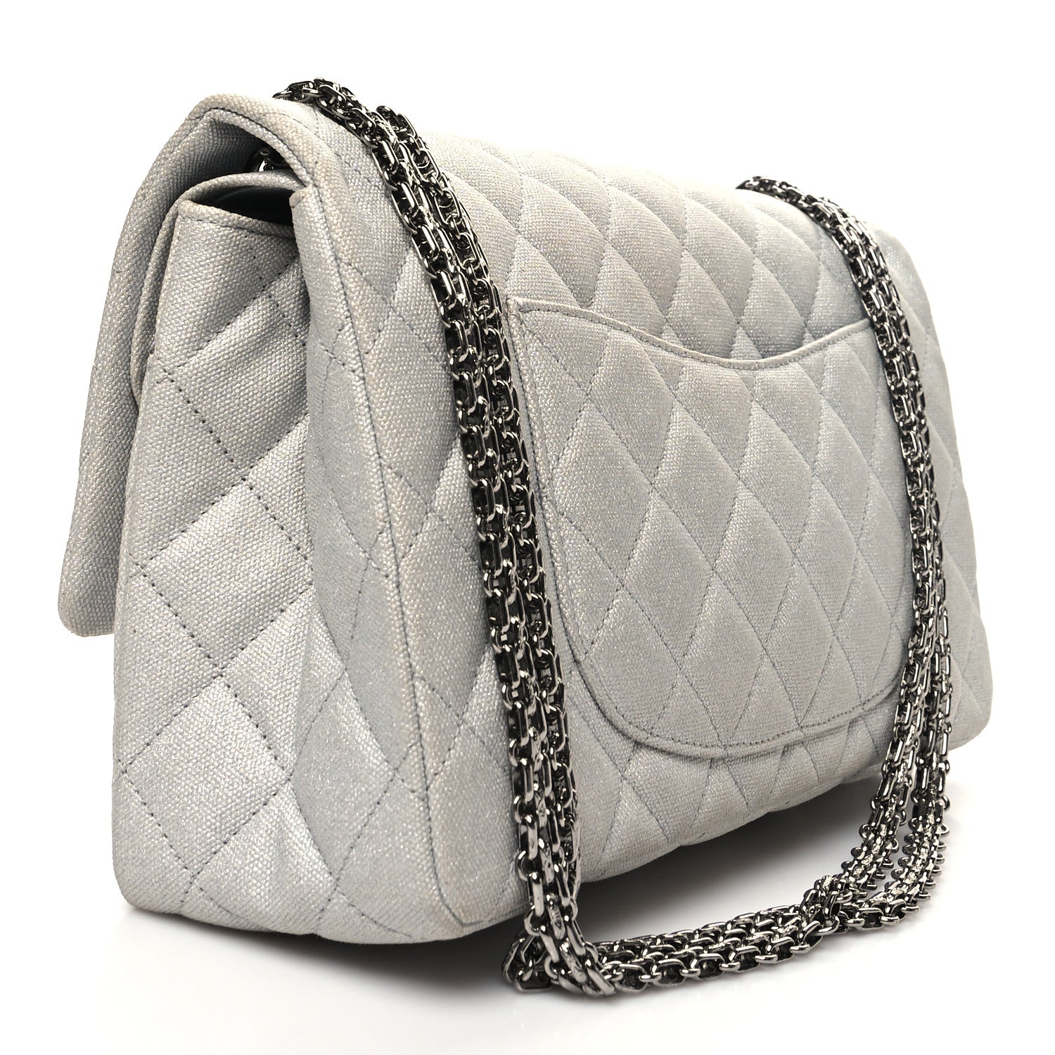 Chanel Metallic Canvas Space Charms 2.55 Reissue 226 Flap Silver 3 of 13