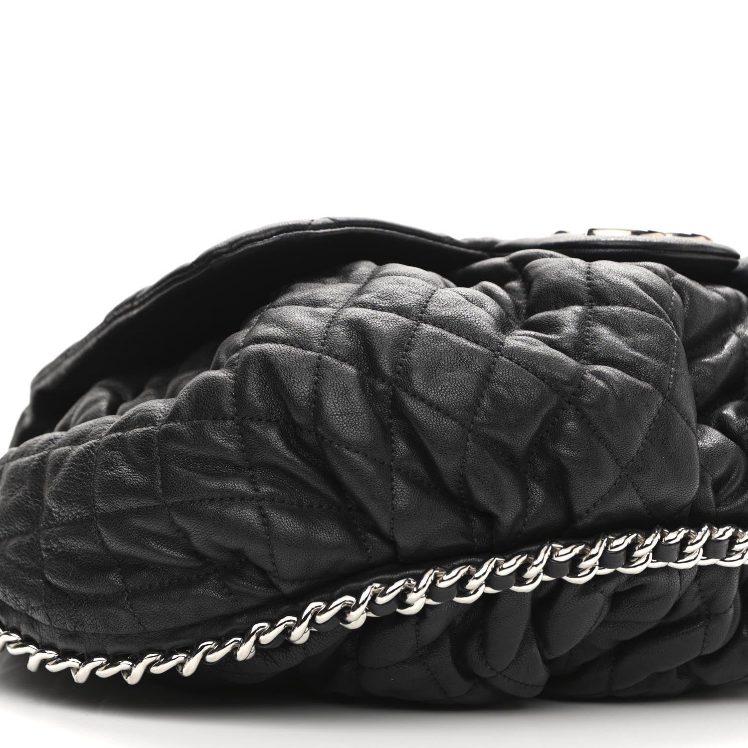 Chanel Washed Lambskin Quilted Large Chain Around Messenger Black 9 of 11