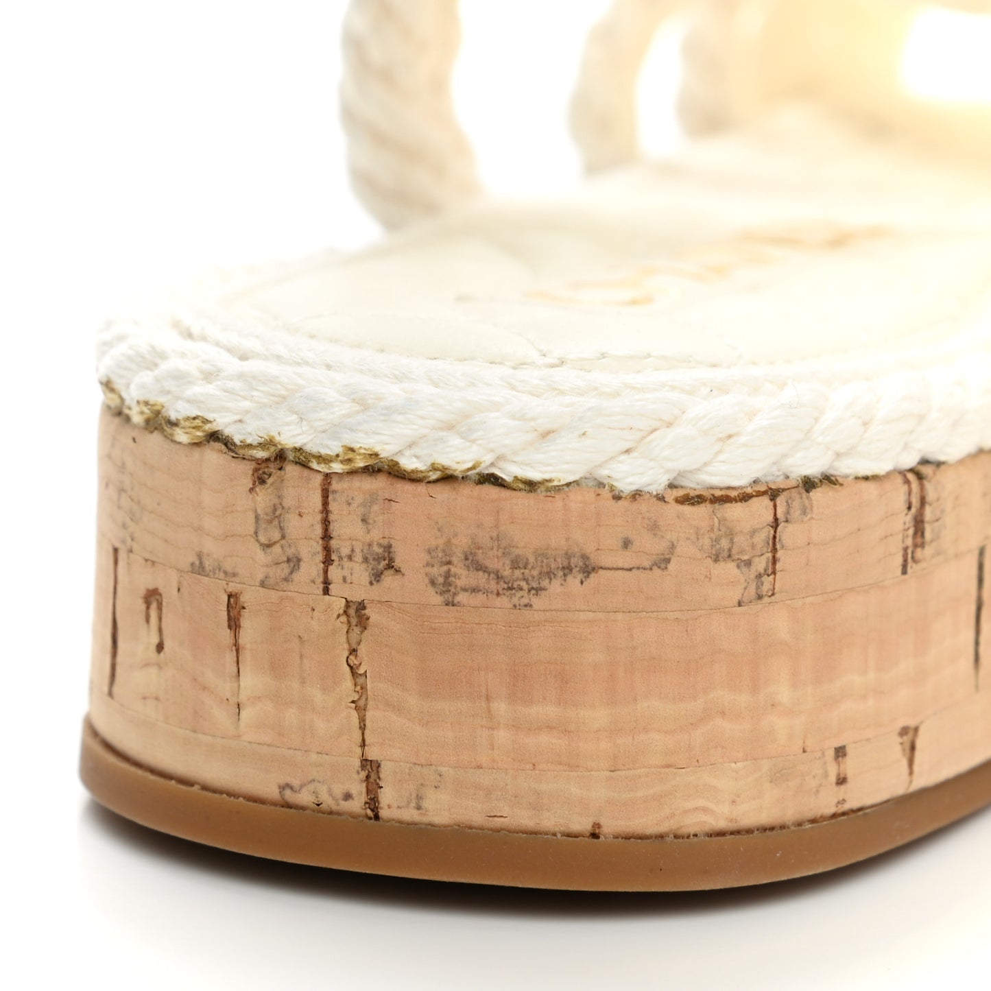Cord Lambskin Quilted Logo Sandals 35 White