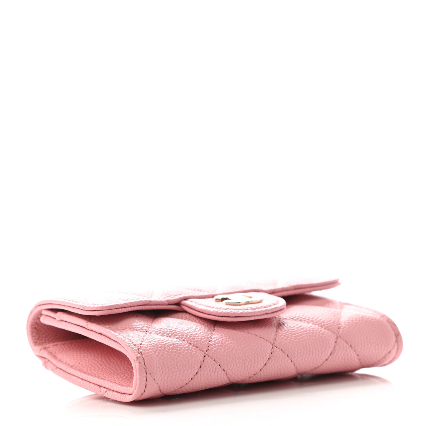 Caviar Quilted Flap Card Holder Wallet Light Pink