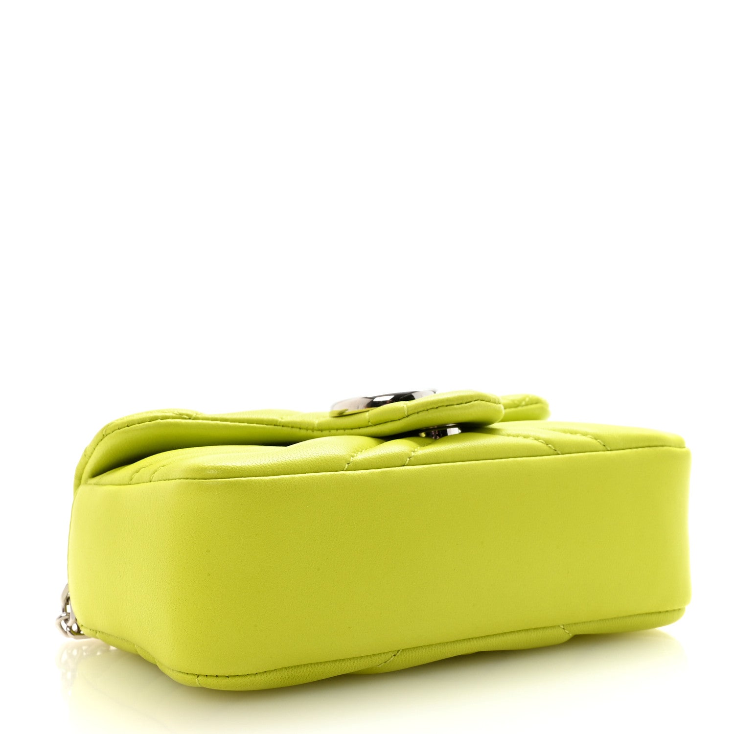 Gucci Lambskin Matelasse Mini GG Marmont Shoulder Bag Bright Green 4 of 11