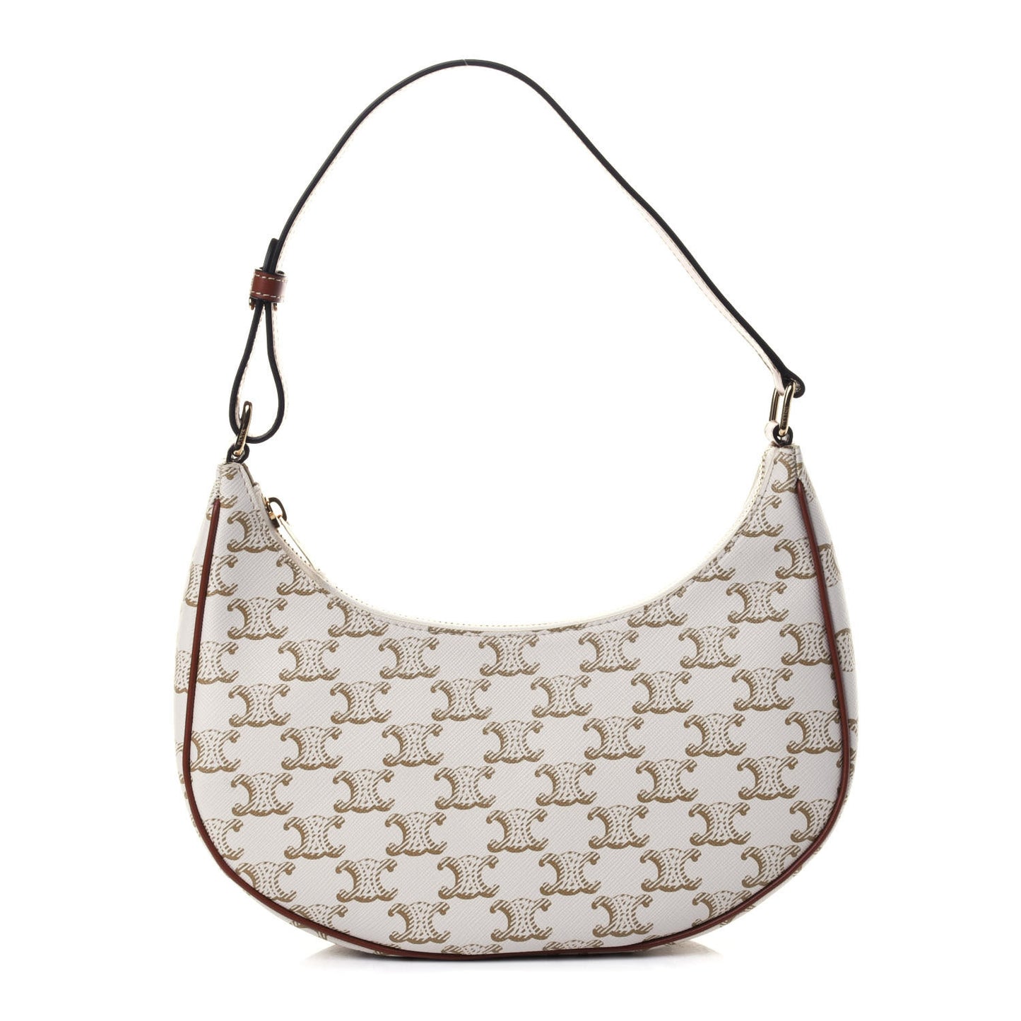 Canvas Calfskin Ava Triomphe Shoulder Bag White