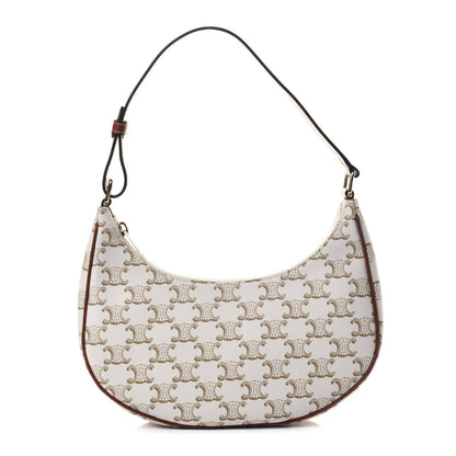 Celine Canvas Calfskin Ava Triomphe Shoulder Bag White 1 of 4