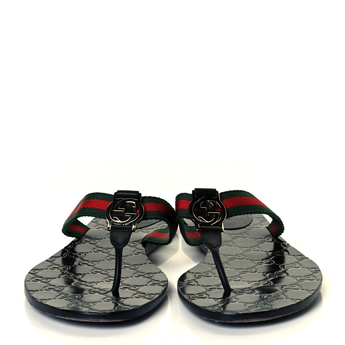 Nylon Guccissima Web Womens Thong Sandals 41 Green Red Black