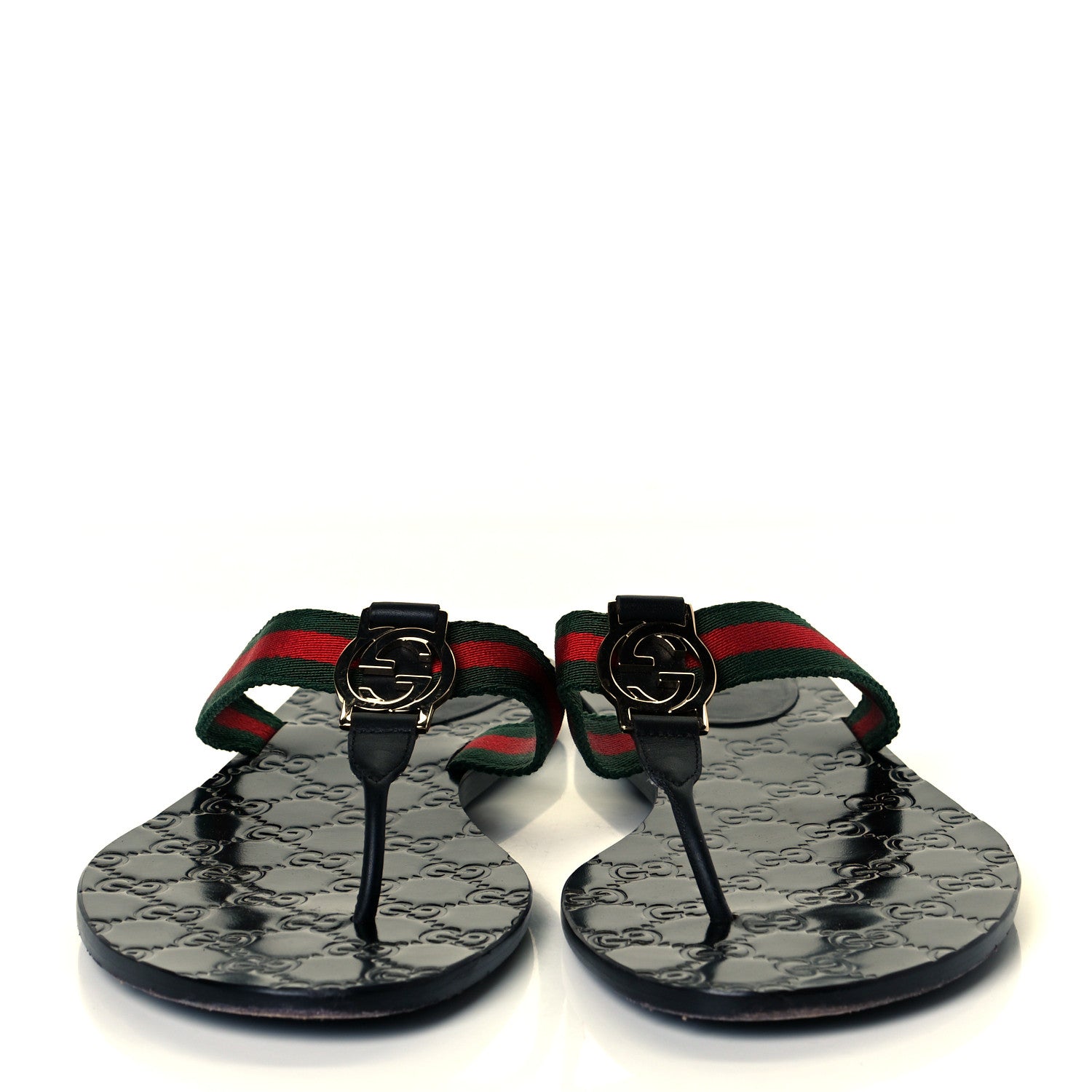 Gucci Nylon Guccissima Web Womens Thong Sandals 41 Green Red Black 2 of 11