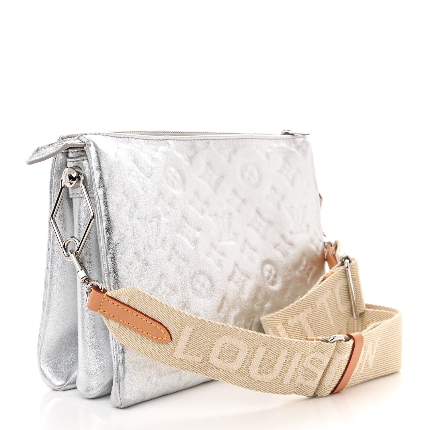 Louis Vuitton Metallic Lambskin Embossed Monogram Coussin BB Silver 3 of 10