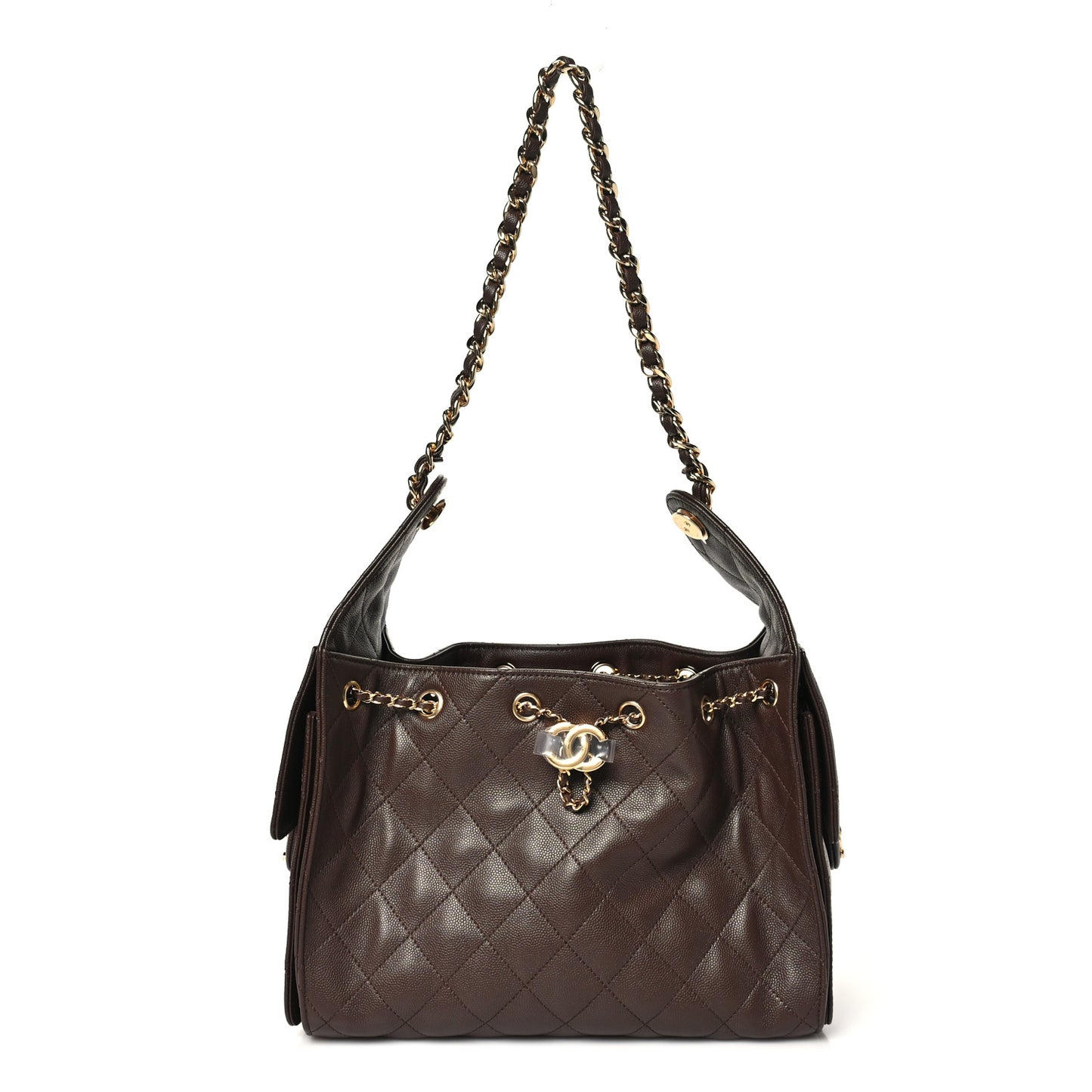 Caviar Quilted Small Chanel 25 Handbag Dark Brown