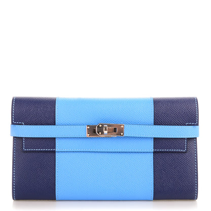 Hermes Epsom Kelly Longue Flag Wallet Bleu Paradis Bleu Saphir 1 of 7