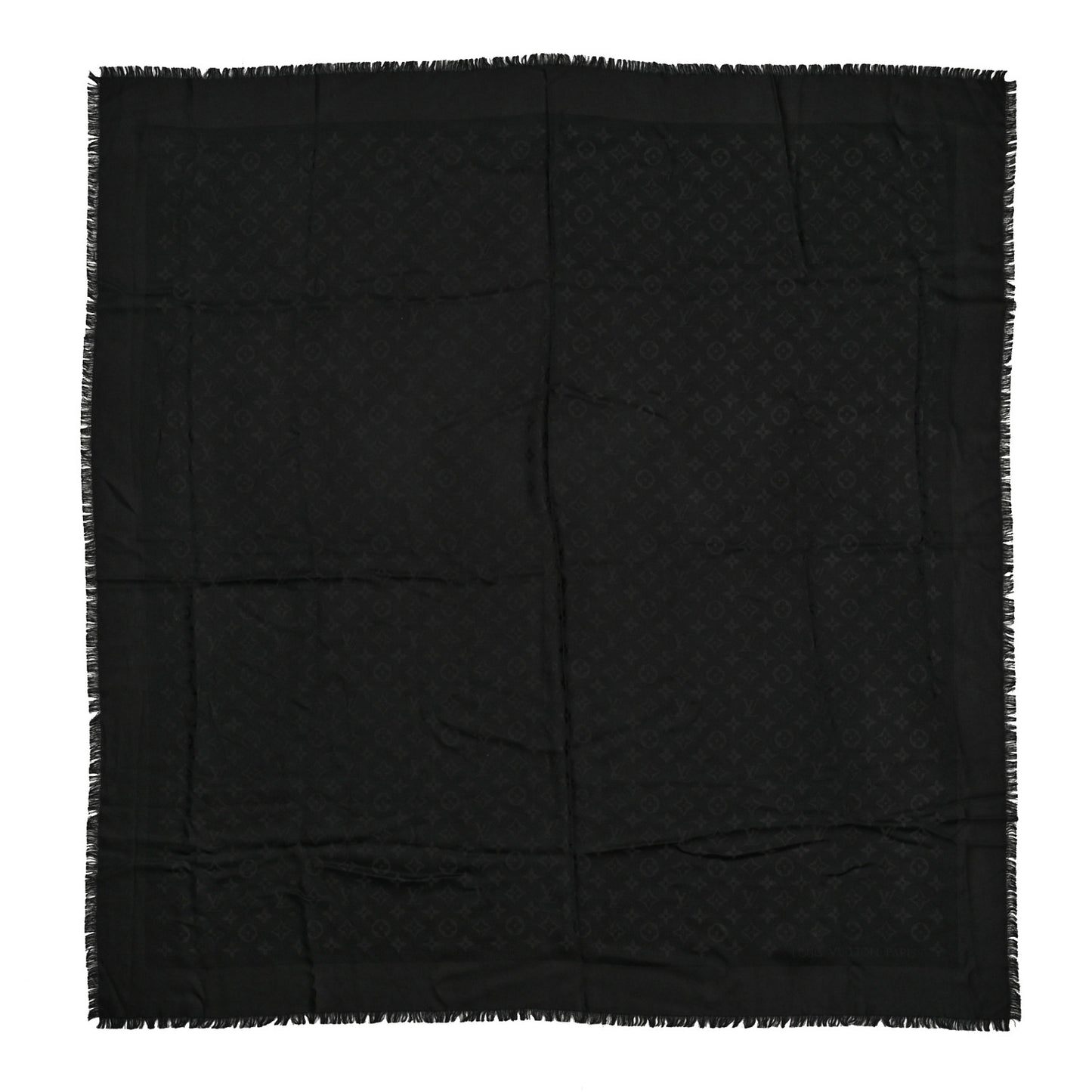 Silk Wool Monogram Shawl Black