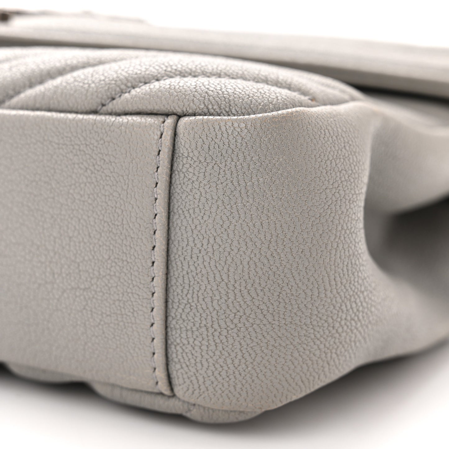 Sheepskin Matelasse Chevron Monogram Medium College Bag New Stone