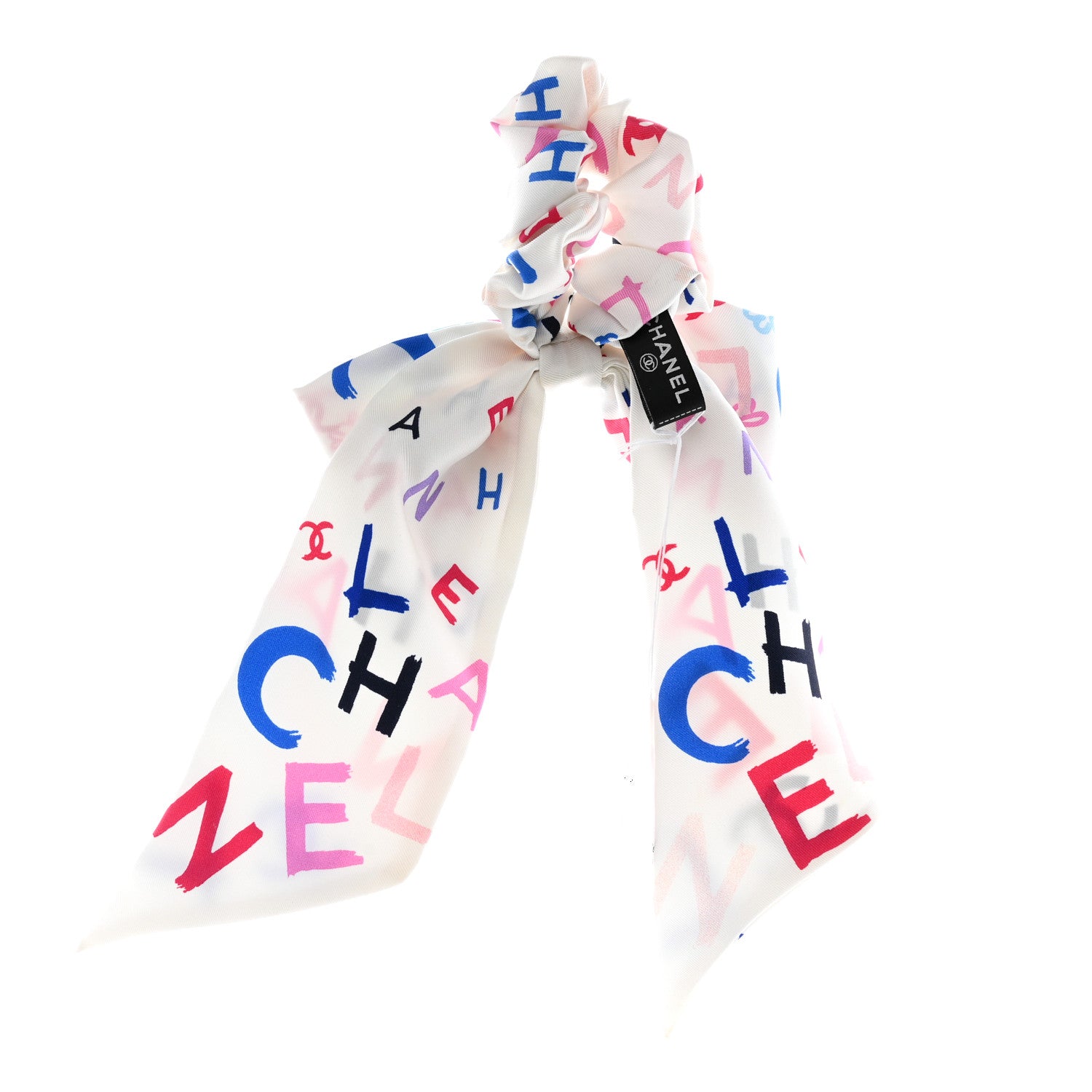 Chanel Silk Logo Hair Tie Ivory Multicolor 2 of 4