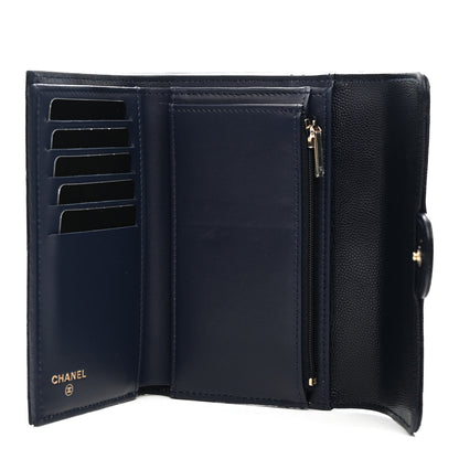 Chanel Caviar Quilted Medium Flap Wallet Dark Blue 5 of 8