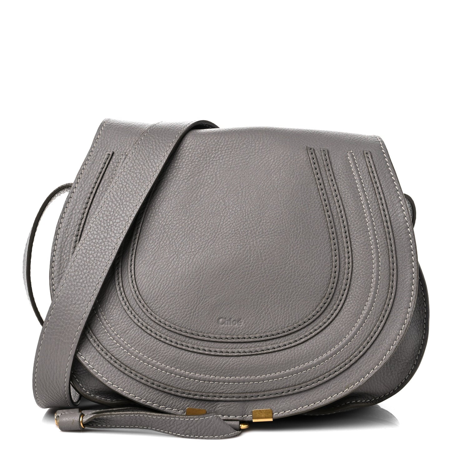 Calfskin Medium Marcie Round Crossbody Bag Cashmere Grey