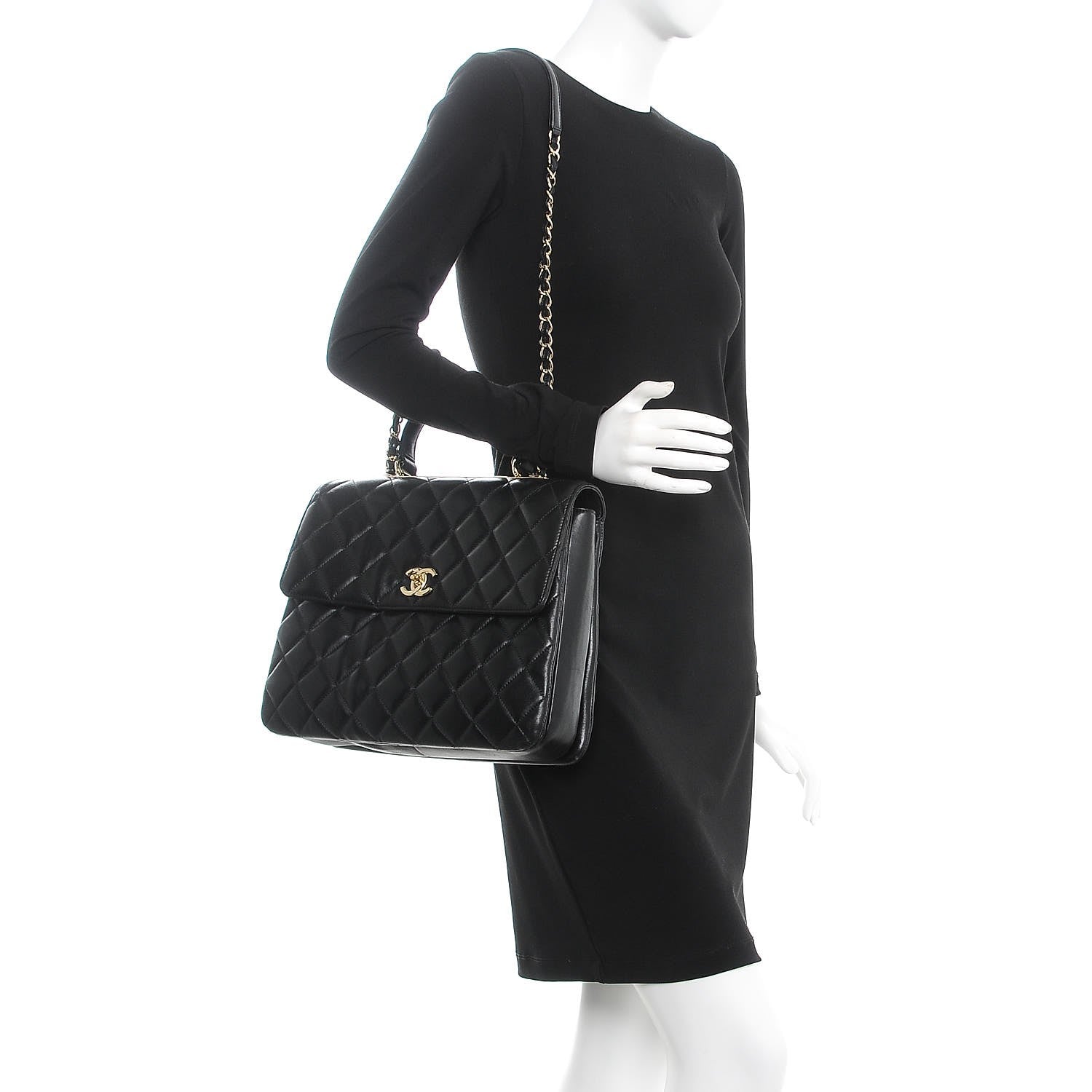 Chanel Lambskin Quilted Large Trendy CC Dual Handle Flap Bag Black 2 of 16