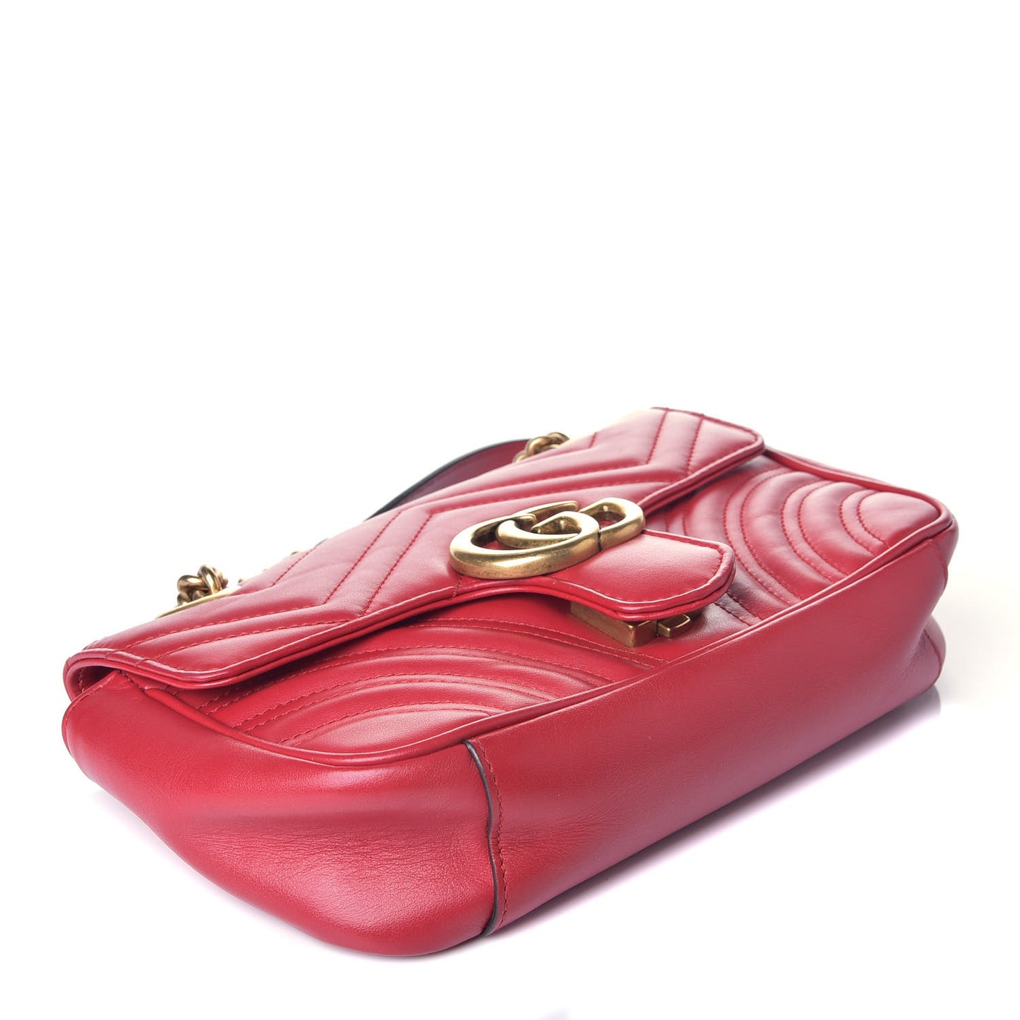 Calfskin Matelasse Mini GG Marmont Shoulder Bag Hibiscus Red