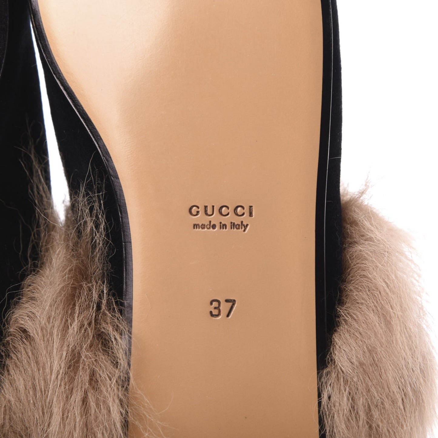 Velvet Fur Womens Princetown Slippers 37 Black