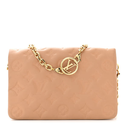 Louis Vuitton Lambskin Embossed Monogram Pochette Coussin Camel 1 of 11