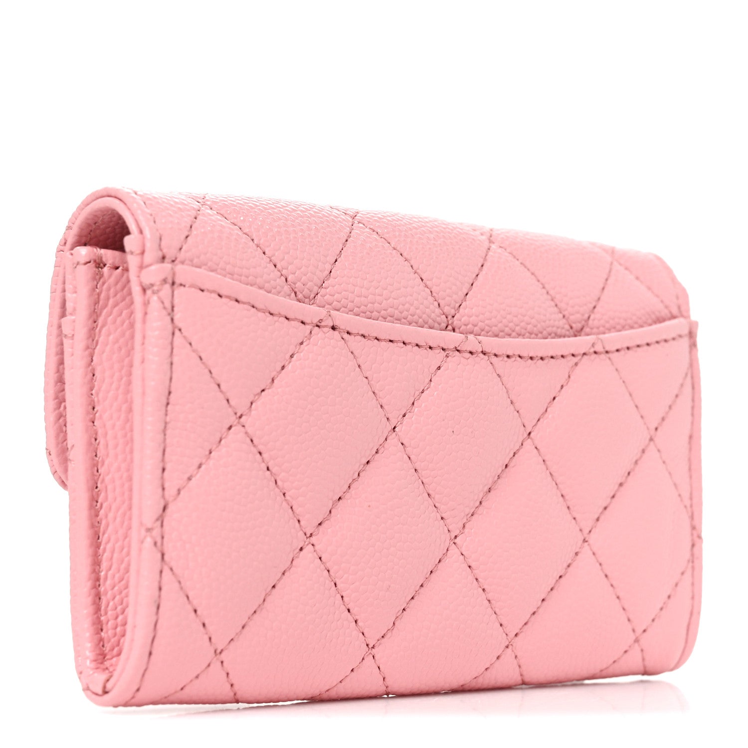 Chanel Caviar Quilted Flap Card Holder Wallet Pink 3 of 9