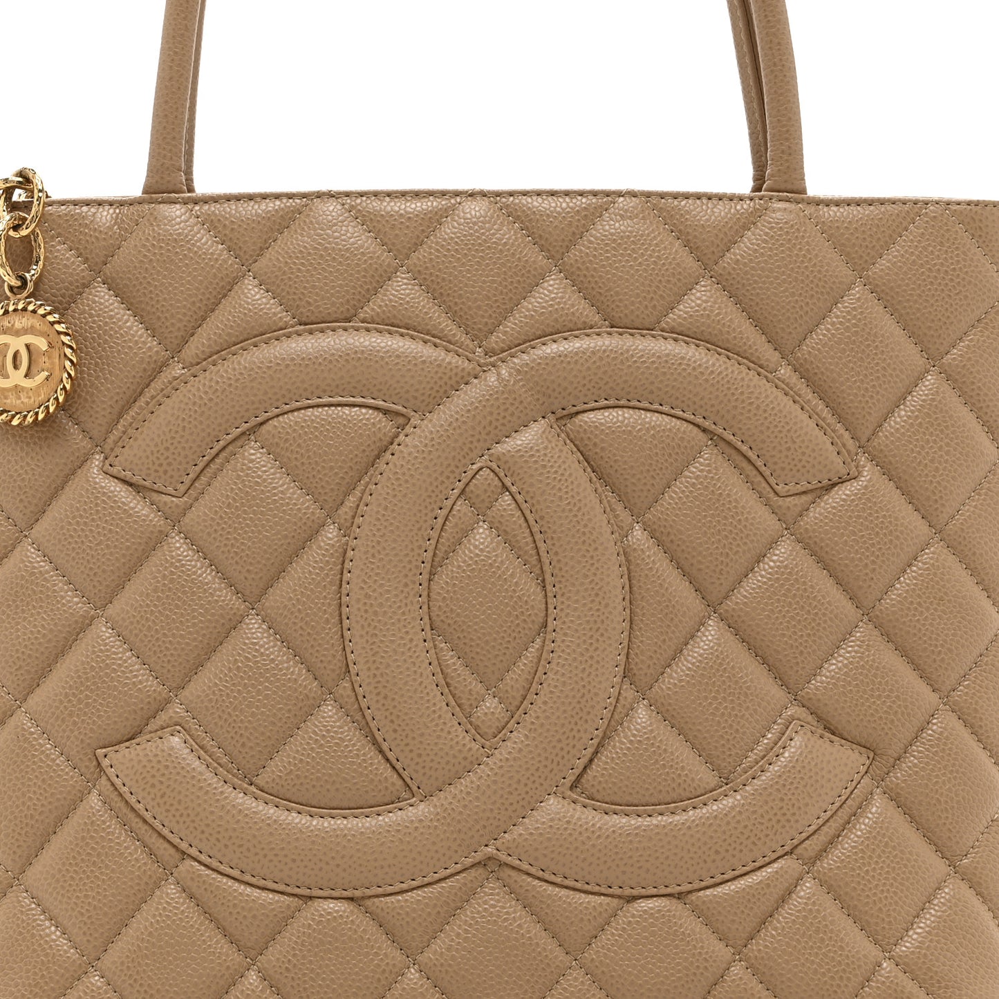 Caviar Quilted Medallion Tote Beige