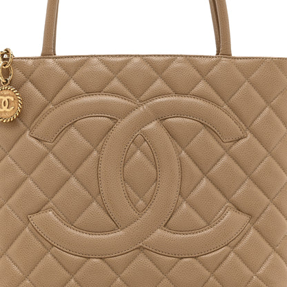 Chanel Caviar Quilted Medallion Tote Beige 8 of 10