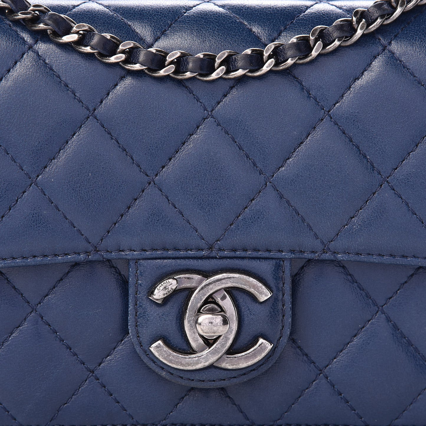 Lambskin Quilted Mini Crossing Times Flap Blue
