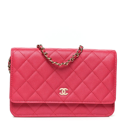 Chanel Caviar Quilted Wallet On Chain WOC Dark Pink 1 of 10